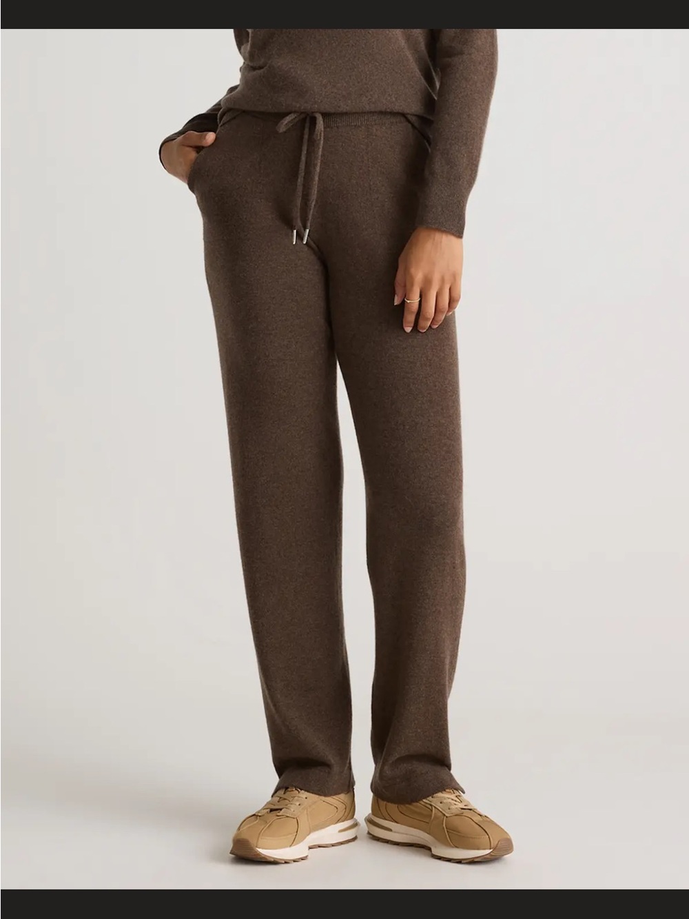 Quince Brown Knit Drawstring Joggers